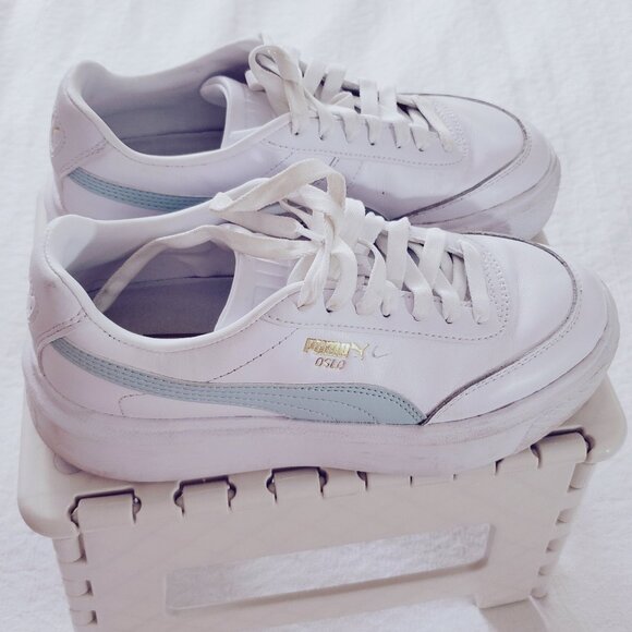 PUMA OSLO MAJA White + Mint Blue Platform Sneakers - Picture 8 of 16